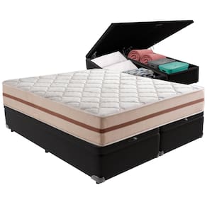 Cama Box Baú Preto e Colchão Classic 26 cm Molas ensacadas Queen Anjos