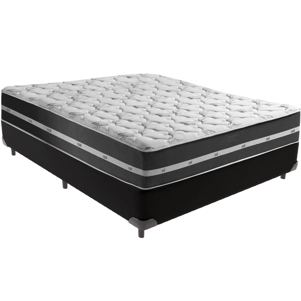 Cama Box Preto e Colchão Classic Preto Molas ensacadas Casal Anjos