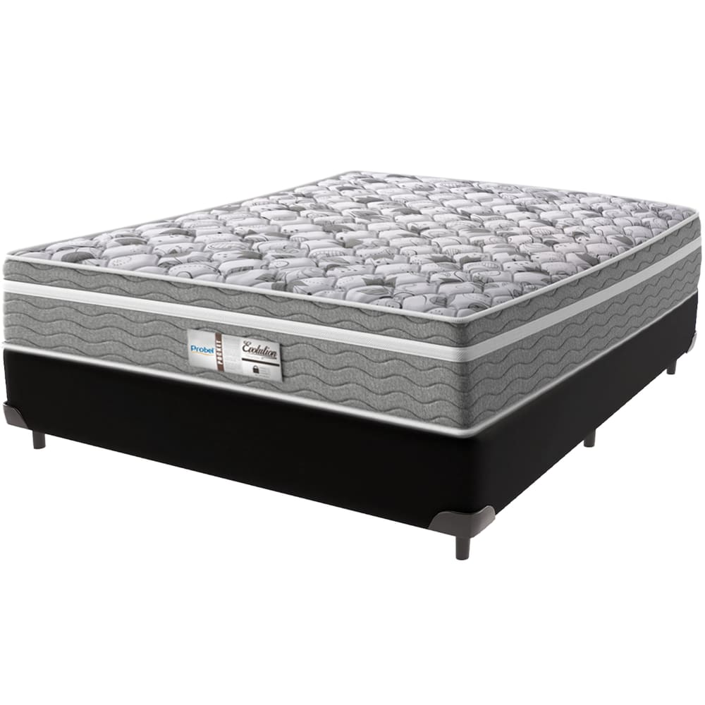 Cama Box Preto e Colchão Evolution Molas Ensacadas Casal Probel