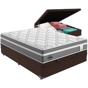 Cama Box Baú Marrom e Colchão Berlim Molas Ensacadas Casal Probel