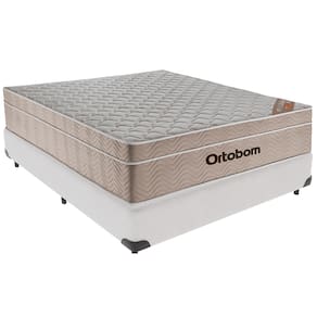 Cama Box Branco e Colchão Airtech Spring Molas Ensacadas Casal Ortobom