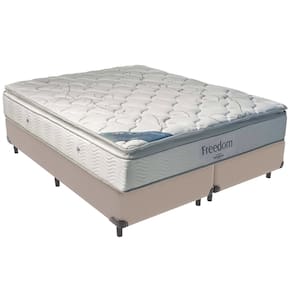 Cama Box Bege e Colchão Freedom Molas Ensacadas King Ortobom