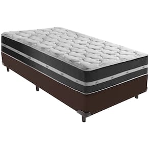 Cama Box e Colchão Classic Preto Molas ensacadas Solteiro Anjos
