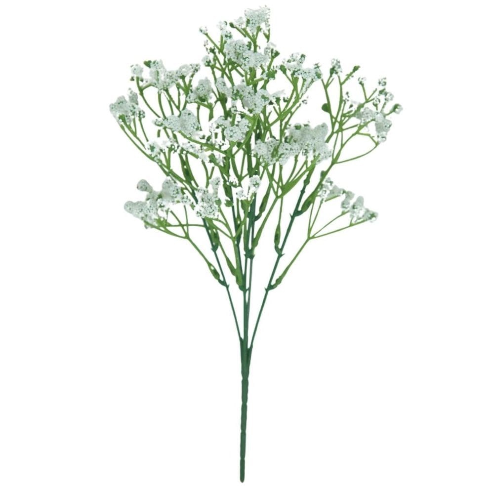 Buquê Flor Mosquitinho Verde e Branco 30cm - MC Flores