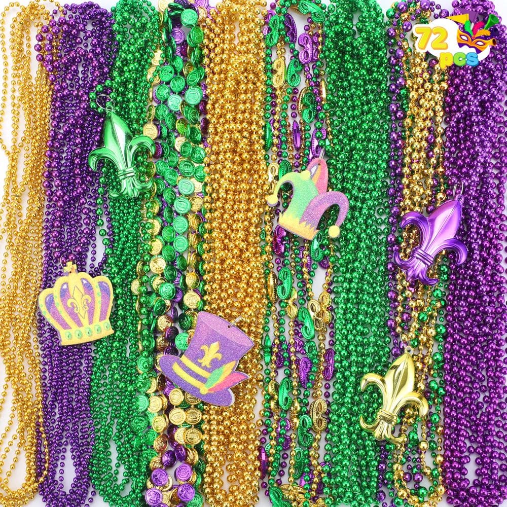Colares de miçangas de Mardi Gras JOYIN, 72 unidades, dourado, verde, roxo