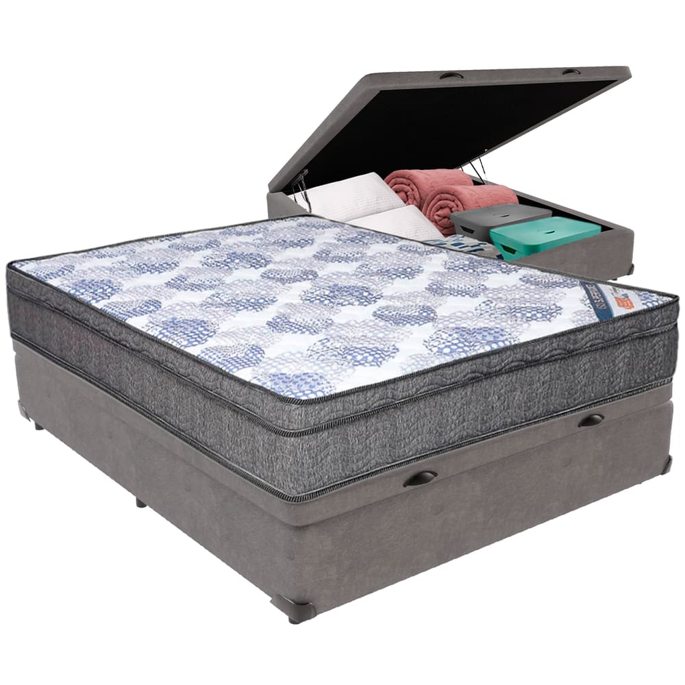 ISO Casal com Box Baú Cinza Ortobom 138cm