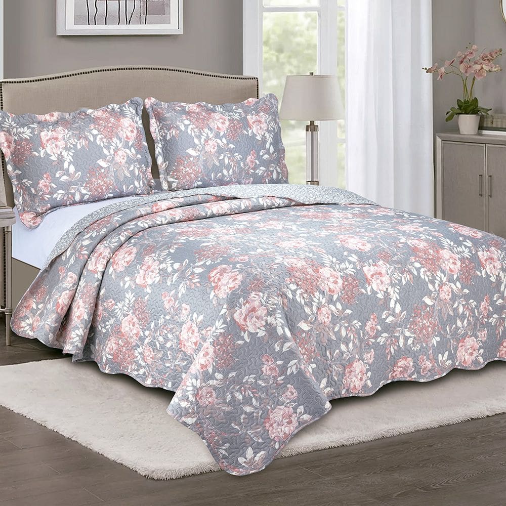 Colcha Cobre Leito Queen 3 Peça Dupla Face Estampada Camesa