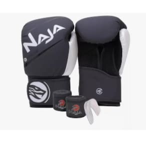 Kit Boxe Muay Thai Naja Black Line + Luva + Bandagem +