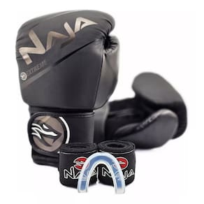 Kit Boxe Muay Thai Naja Black Line + Luva + Bandagem +