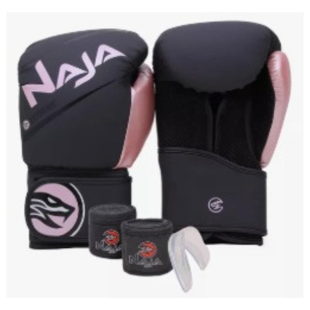 Kit Boxe Muay Thai Naja Black Line + Luva + Bandagem +
