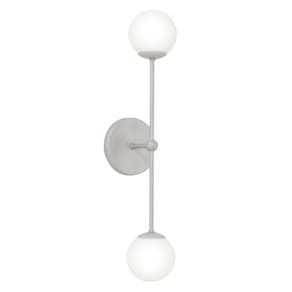Arandela Parede Luminária Bolinha 2 Globos Vidro Hall Prata