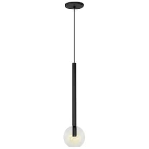 Pendente De Teto Luminária Tubo Globo Vidro 14Cm Preto
