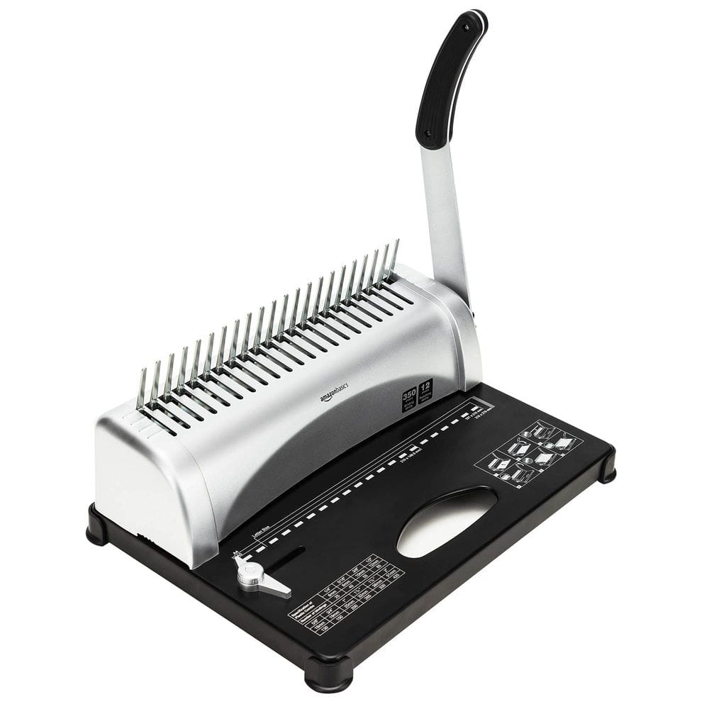 Máquina de encadernação por pente Amazon Basics Grey