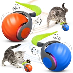 Brinquedo interativo para gatos WJQYFJJS Speedy 2025 com 2 velocidades (azul+laranja)
