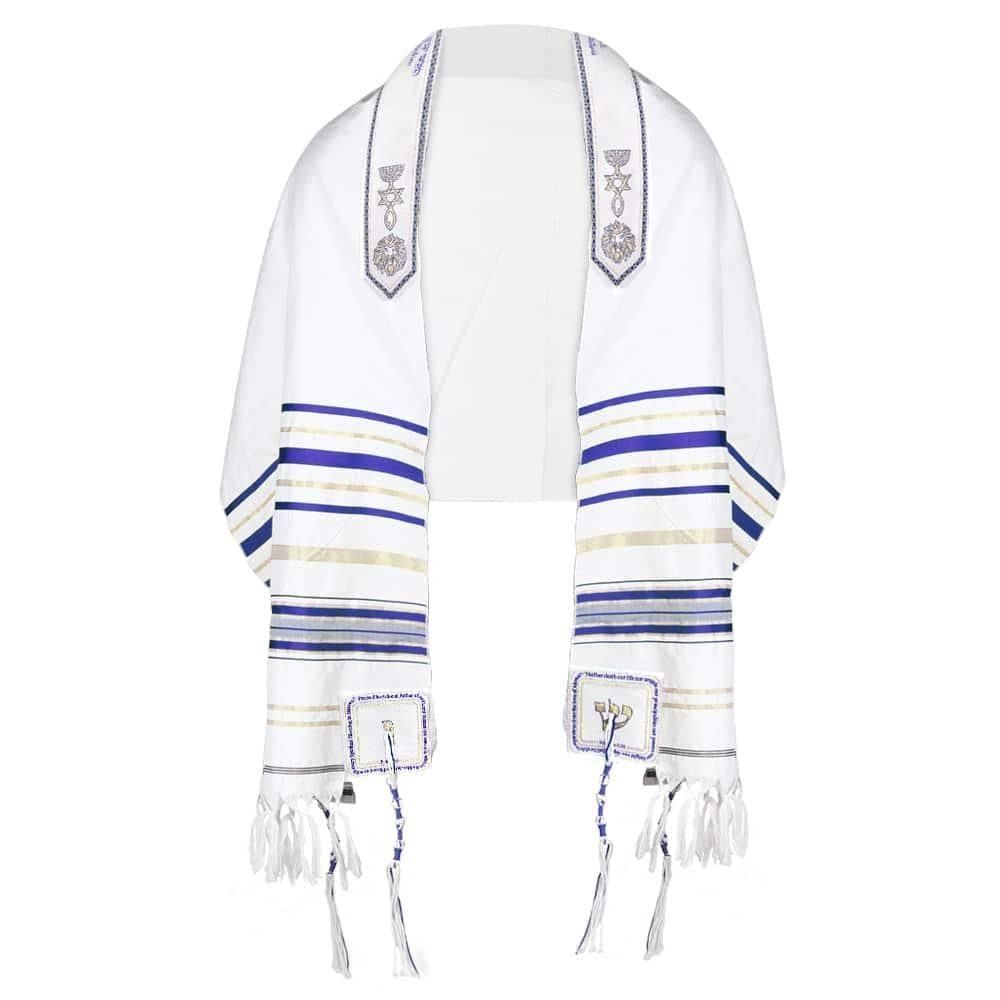 Talit Messiânico Azul Leão 55 X 180 Cm - De Israel