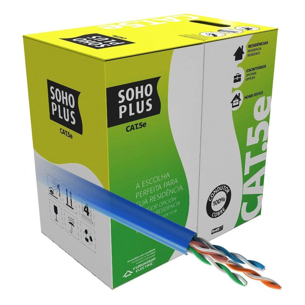Caixa De Cabo de Rede Soho Plus U/UTP CAT.5E 24AWG Furukawa 305 Metros Azul 23200099