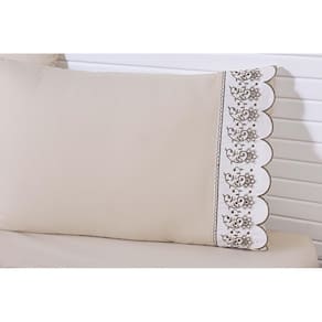 2 Fronhas 50Cmx70Cm 100% Algodão 180 Fios Cáqui Barrado