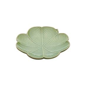 Travessa Decorativa de Cerâmica Trevo Quatro Folhas 26,5cm Lyor
