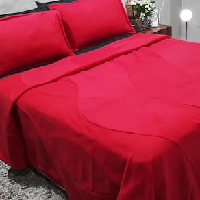 Cobertor Casal Queen Duplo Soft Mais Duas Fronhas Vermelho