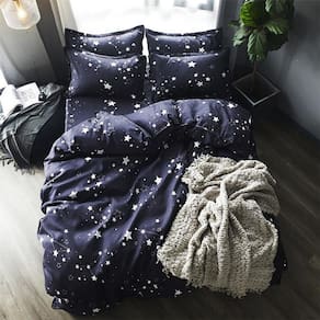 Jogo De Cama King Star Black 6 Peças Com Edredom E Almofada