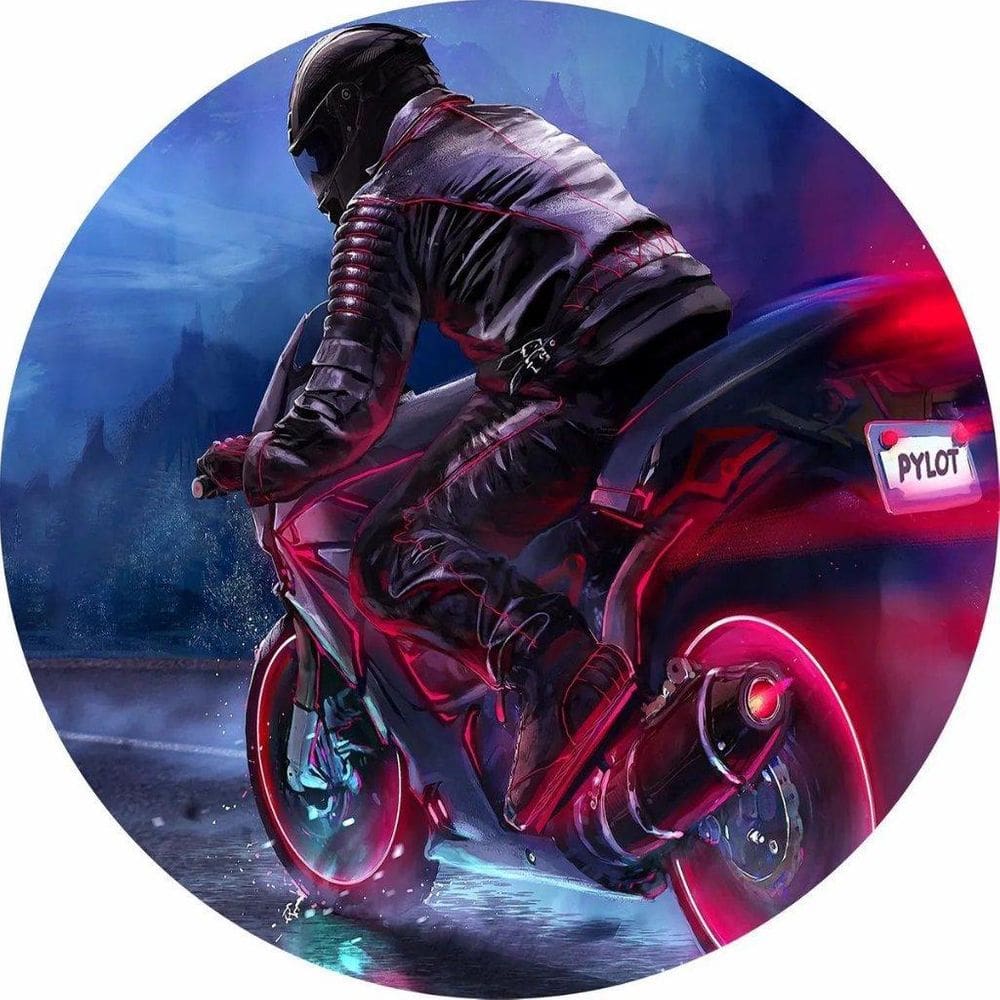 Painel Redondo Tecido Sublimado 3D Moto Frd-5679