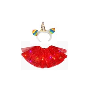 Fantasia Infantil Unicornio Saia Led E Tiara Carnaval