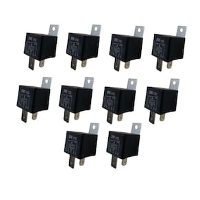 Kit 10 Rele Auxiliar Universal 12V 70A 4 Terminais Suporte