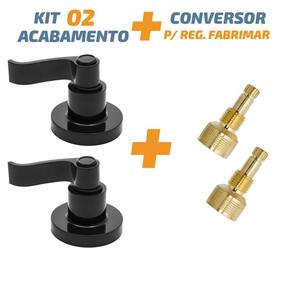 Kit 02Acabamento C70 Curvo Preto Registro Pressão Fabrimar