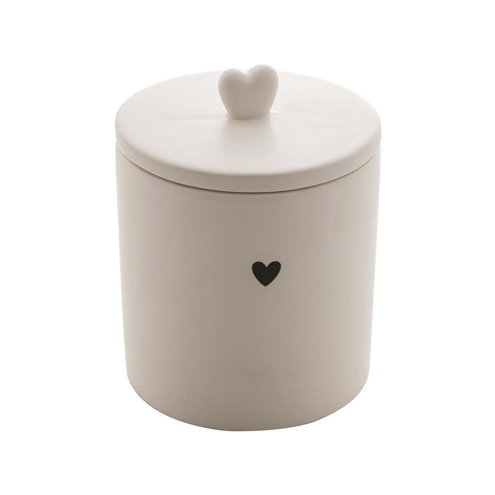 Pote Cerâmica Com Tampa Bambu Heart Branco 10X15Cm - Lyor