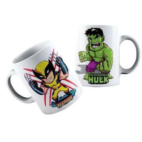 Caneca Hulk E Wolverine Cartoon
