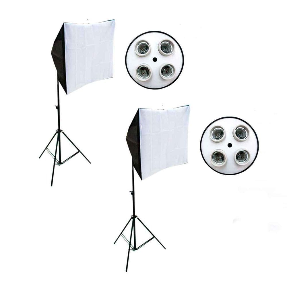 Kit 2X Softbox 50X70 Cm Quadruplo Luz Contínua + Tripé 2M
