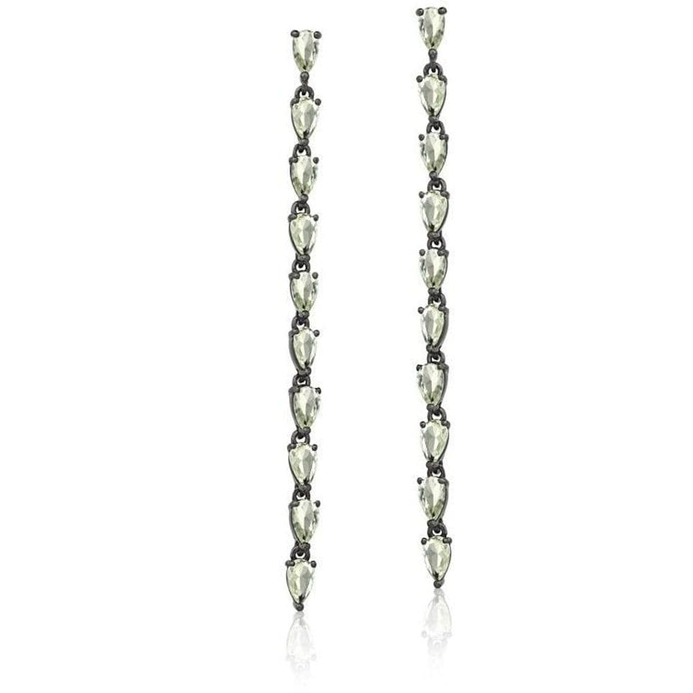 Brinco Pêndulo Zircônias Verde Água