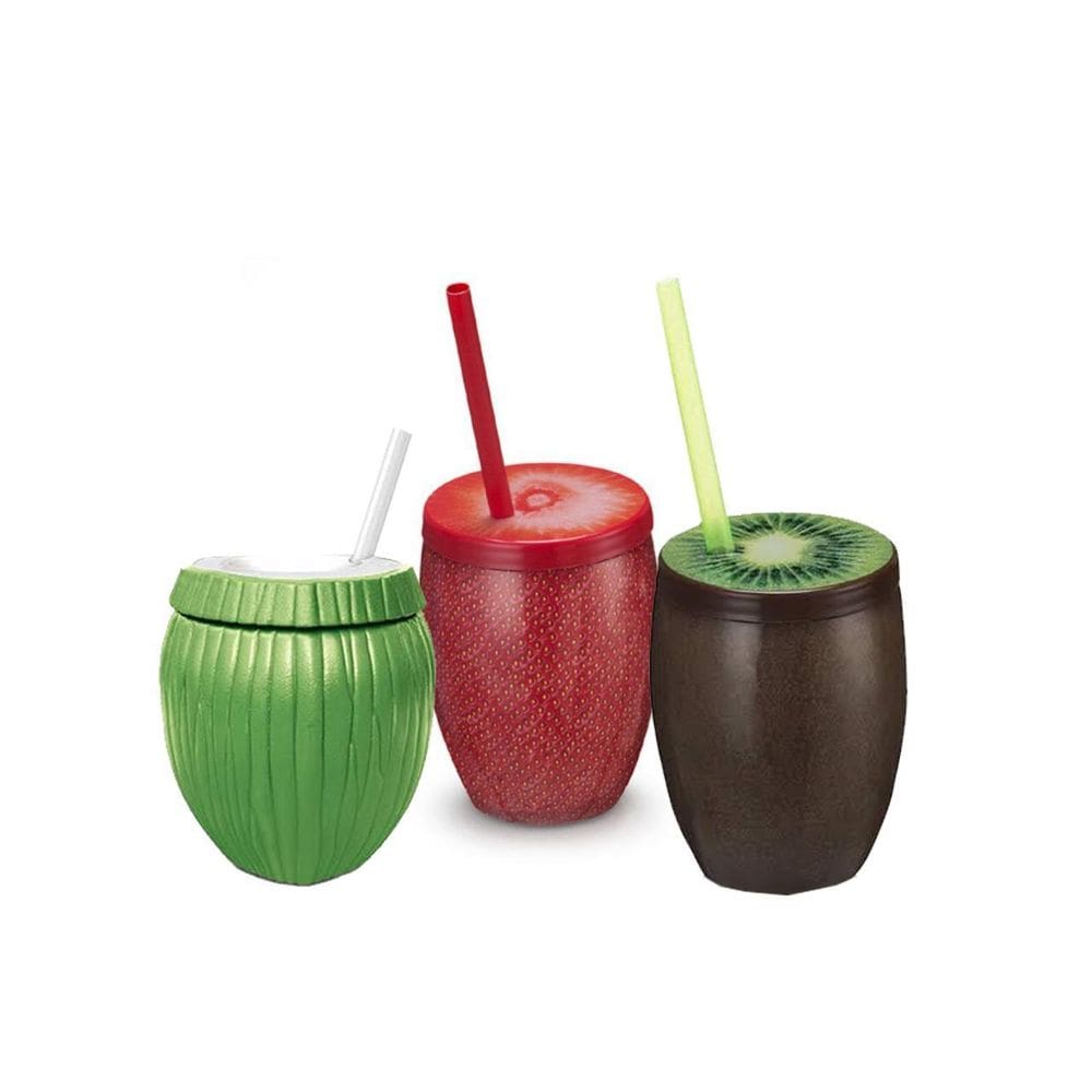 Kit 15 Copos Festa Moana Decorativo Drink Canudo