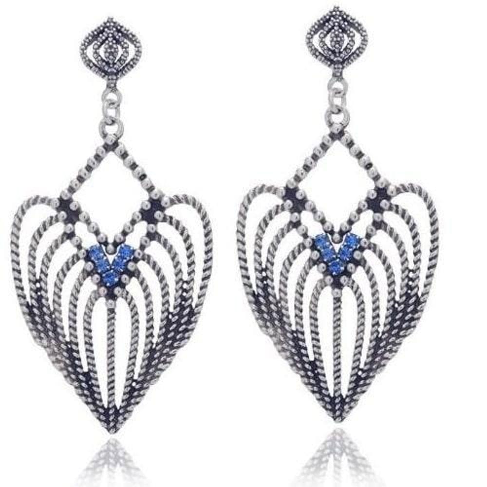 Brinco Pêndulo Com Zircônias Azuis