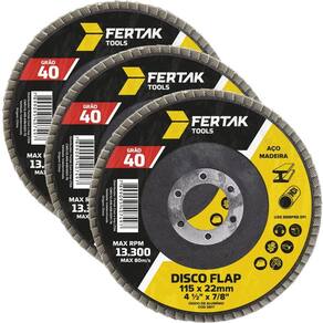Disco Lixa Flap 115Mm Grão 40 Madeira Aço Desbaste 03 Un