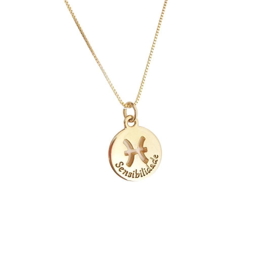 Colar Signos Corrente 65 Cm Banhado Ouro 18K - Peixes