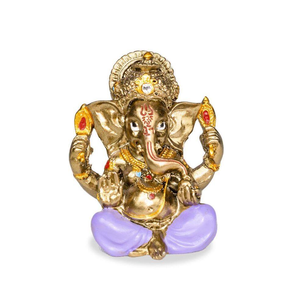 Mini Ganesha Pequena Resina Decoração Lilás 4X5Cm