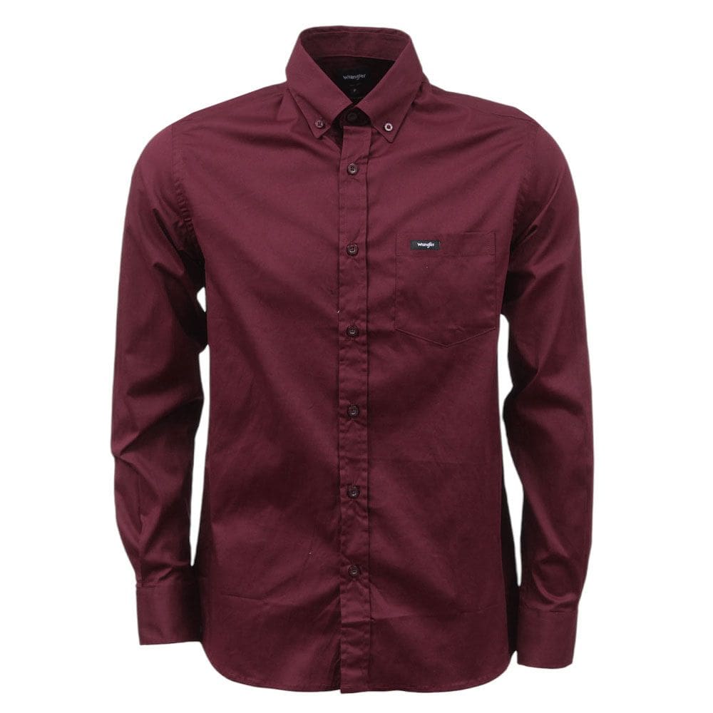 Camisa Masculina Lisa Vinho Manga Longa Wrangler 37794