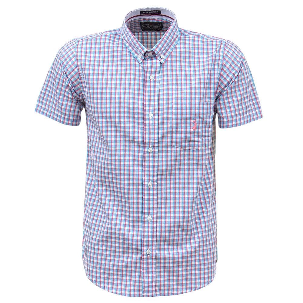 Camisa Masculina Manga Curta Azul Austin Western 37701