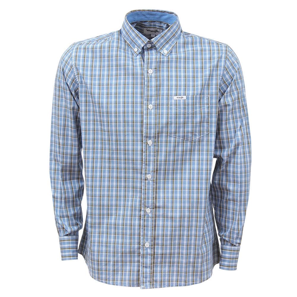 Camisa Masculina Xadrez Azul Manga Longa Wrangler 37814