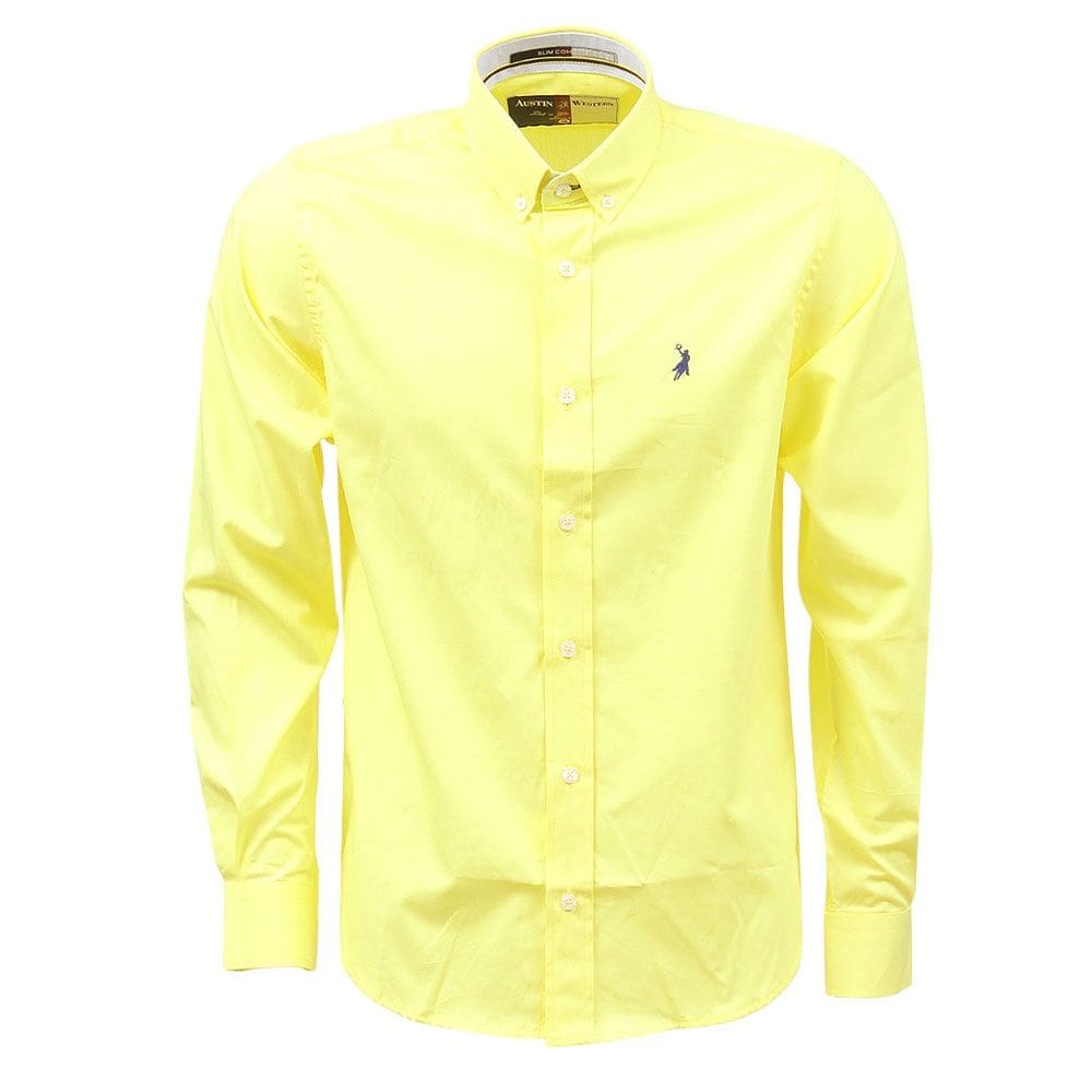 Camisa Masculina Manga Longa Amarela Austin Western 37698