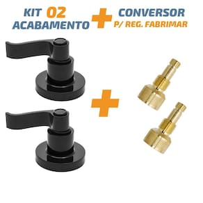 Kit 02Acabamento C70 Curvo Preto Registro Pressão Fabrimar