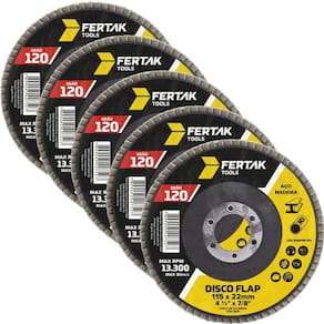 Disco Lixa Flap 115Mm Grão 120 Madeira Aço Desbaste 05 Un