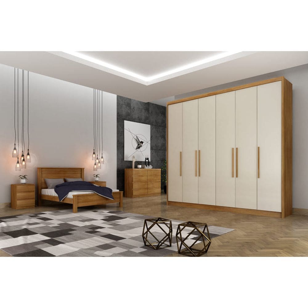 Guarda Roupa Casal 6 Portas 6 Gavetas - Santoro-Cumaru/Fendi - Móveis Novo Horizonte