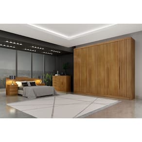 Guarda Roupa Casal 6 Portas 8 Gavetas - Coimbra Ripado-Cumaru - Móveis Novo Horizonte