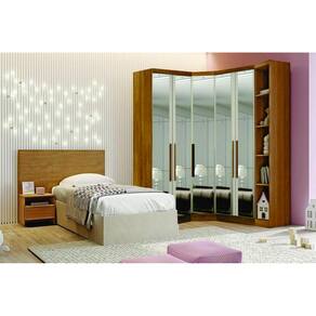 Modulado Closet Completo Espelhado 5 Portas 6 Gavetas - Linea-Cumaru - Móveis Novo Horizonte
