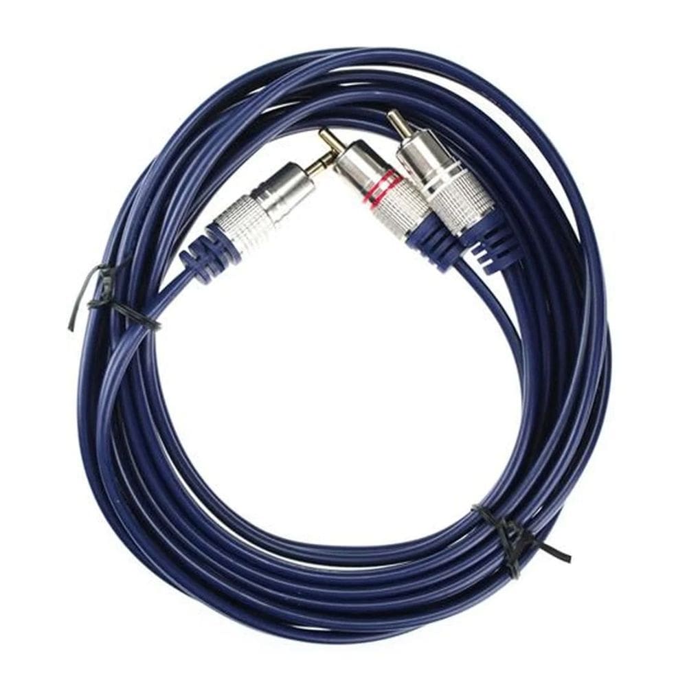Kit 4 Cabos P2 Estéreo + 2Rca Profissional Azul 2M - Audio