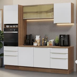 Armário de Cozinha Completa 240cm Rustic/Branco Veludo Lux Madesa 08