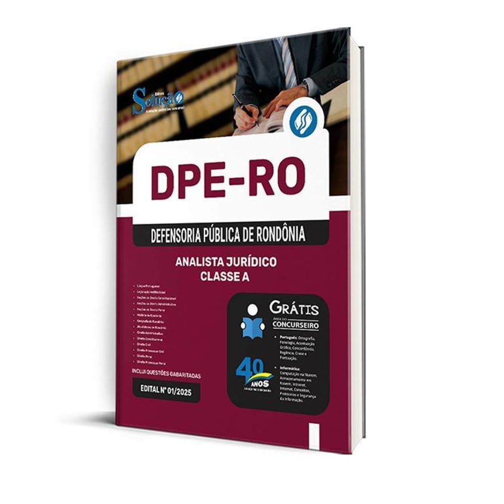 Apostila Concurso Dpe Ro 2025 - Analista Jurídico - Classe A