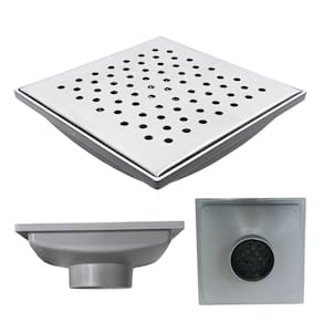 Ralo Quintal 20x20 Inox 304 modelo Bolinha Coletor Cinza Saída 100mm e 2 Telas Anti Insetos